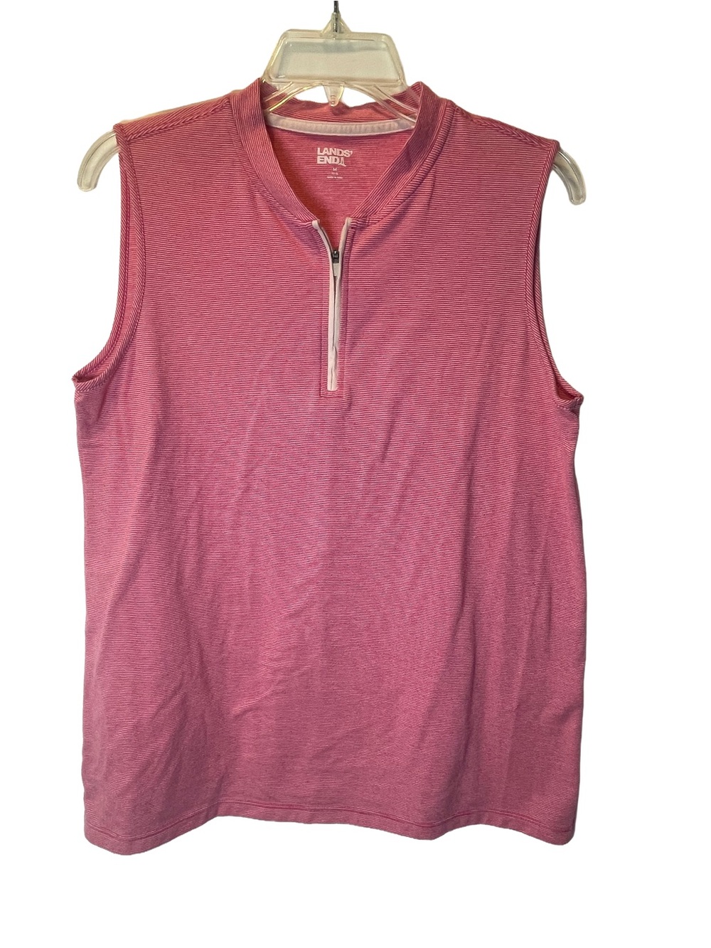 Lands' End Sleeveless Quarter-Zip Top in Rose Pink Women’s Size